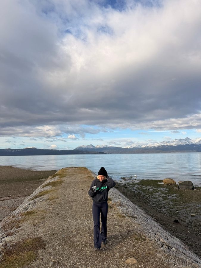 Morning walk by the Beagle Channel with a cup of coffee